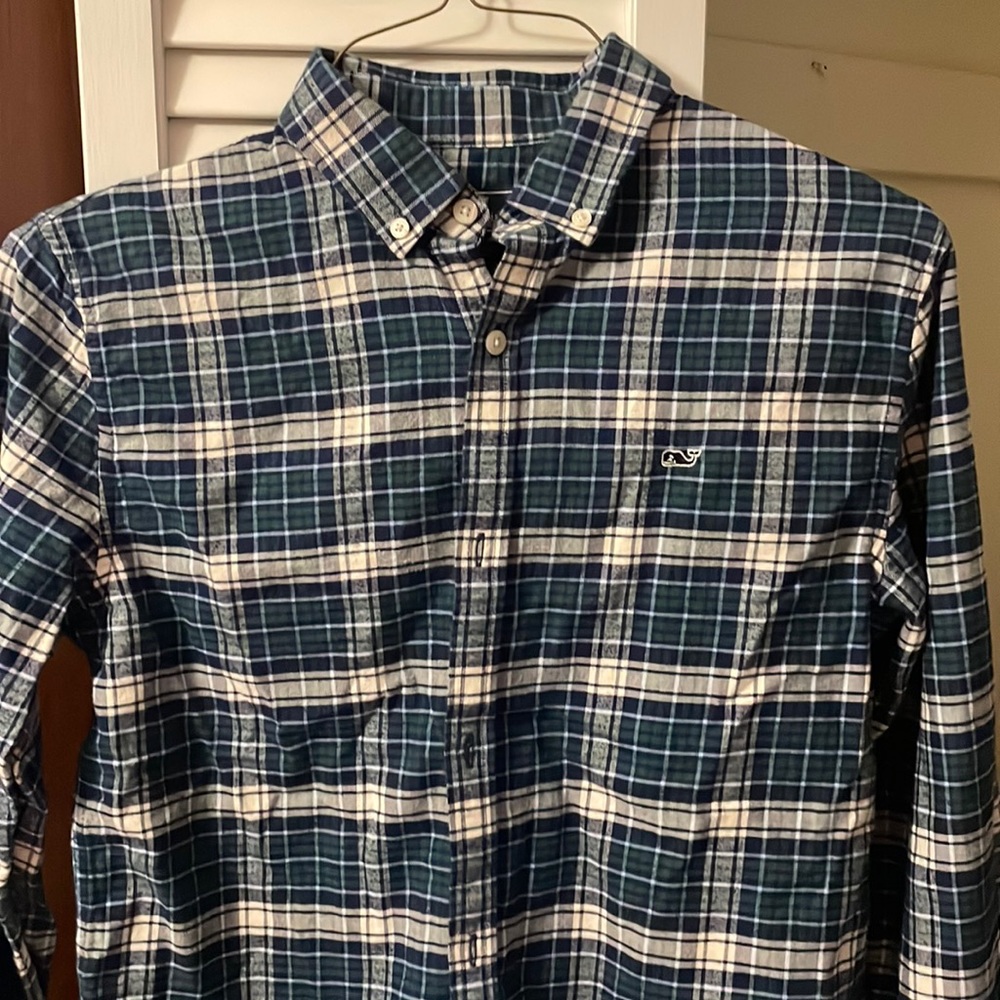Vineyard Vines boys flannel Whale shirt